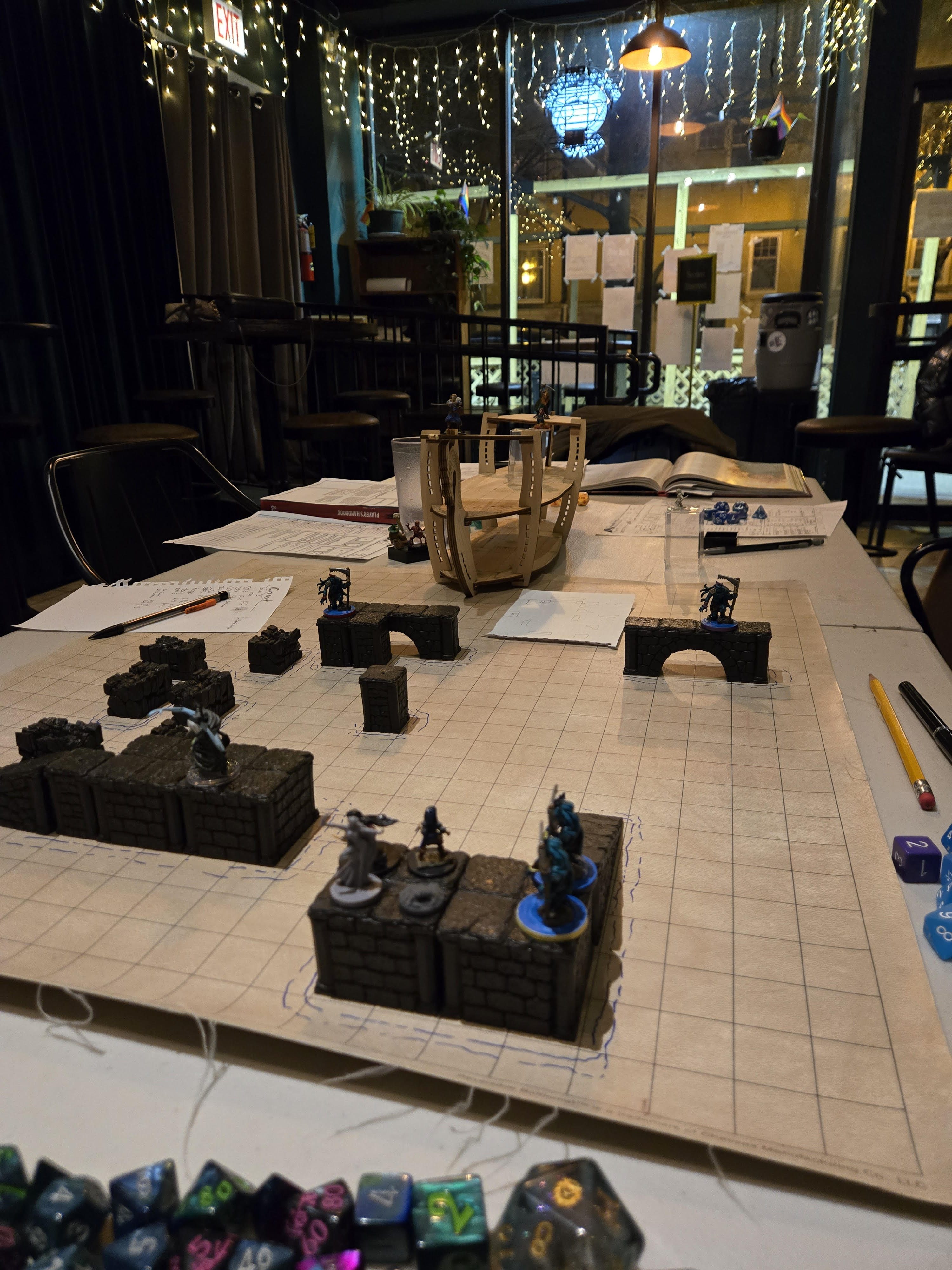 Tabletop roleplaying setup at a game night